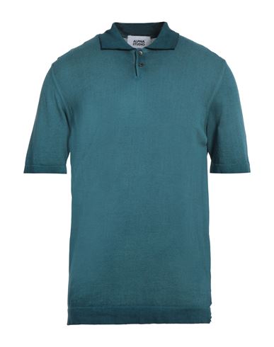 Alpha Studio Man Sweater Deep Jade Size 42 Cotton In Green