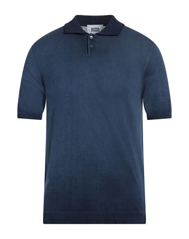 Alpha Studio Man Sweater Navy Blue Size 40 Cotton