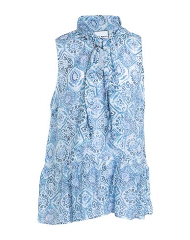 The Abito Milano Woman Top Light Blue Size 10 Cotton, Silk