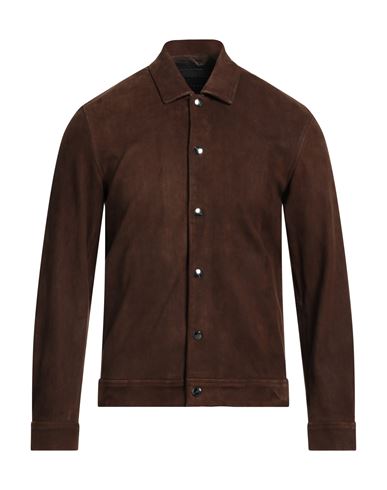Giorgio Brato Man Shirt Brown Size 40 Leather