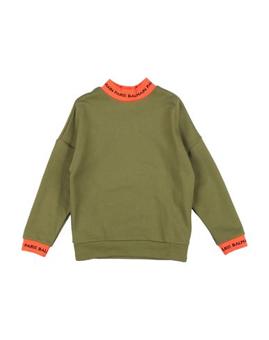 Shop Balmain Toddler Boy Sweatshirt Military Green Size 6 Cotton