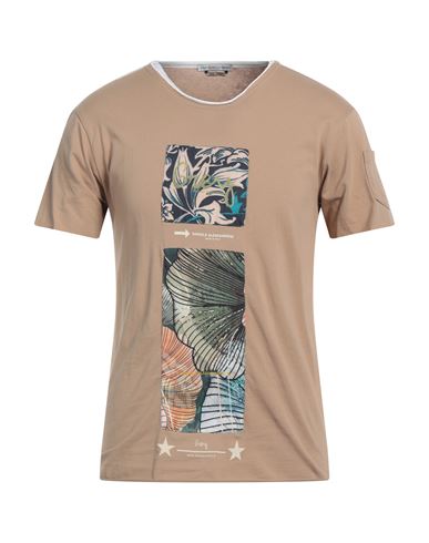 Grey Daniele Alessandrini Man T-shirt Camel Size Xl Cotton, Polyester In Beige