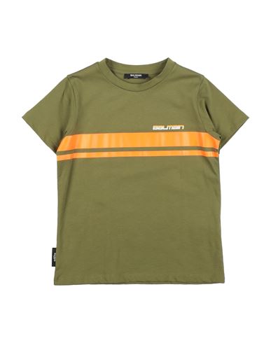 Shop Balmain Toddler Boy T-shirt Military Green Size 4 Cotton