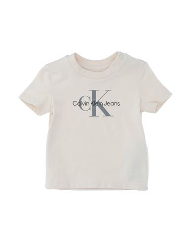 Shop Calvin Klein Jeans Est.1978 Calvin Klein Jeans Newborn Boy T-shirt Cream Size 0 Cotton, Elastane In White
