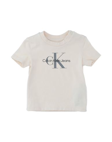 Calvin Klein Jeans Est.1978 Calvin Klein Jeans Newborn Boy T-shirt Cream Size 0 Cotton, Elastane In White