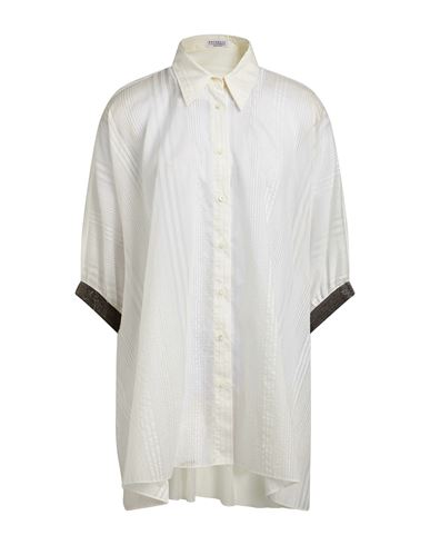 Brunello Cucinelli Woman Shirt White Size M Cotton, Silk, Ecobrass