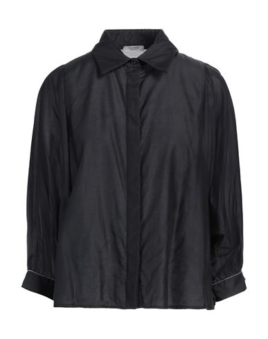 Peserico Woman Shirt Black Size 12 Cotton, Silk