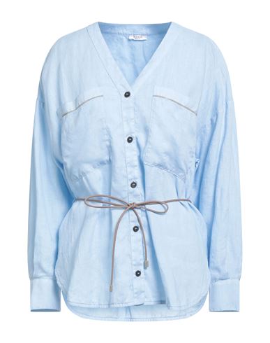 Peserico Woman Shirt Sky Blue Size 8 Linen