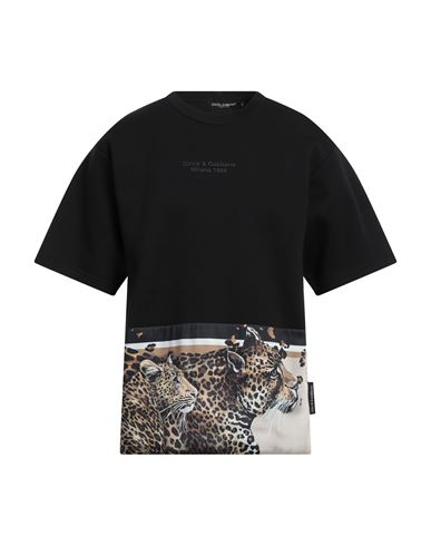 Dolce & Gabbana Man T-shirt Black Size 40 Cotton, Polyamide, Polyester, Polyurethane