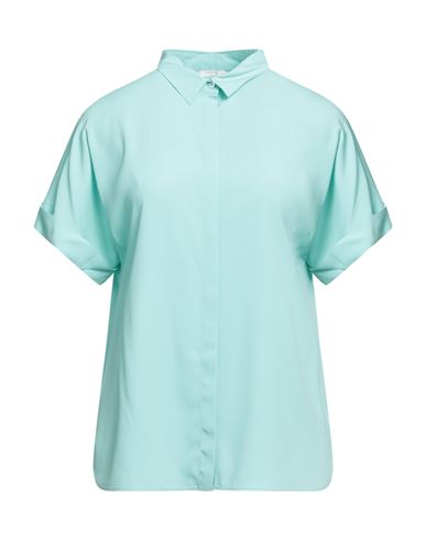 Peserico Easy Woman Shirt Turquoise Size 6 Acetate, Silk, Elastane In Blue