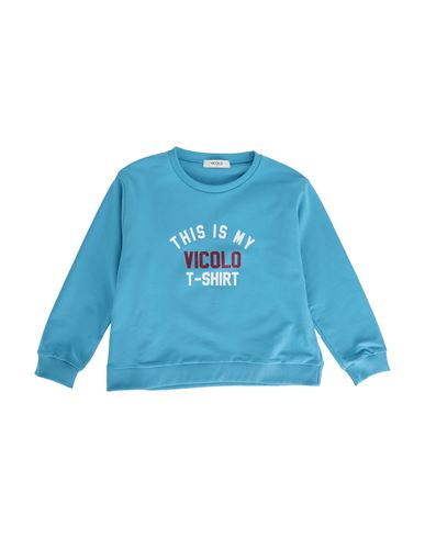 Vicolo Toddler Girl Sweatshirt Azure Size 4 Cotton, Elastic Fibres In Blue