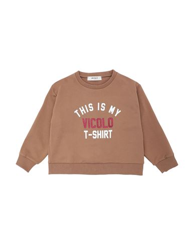 Vicolo Toddler Girl Sweatshirt Camel Size 6 Cotton, Elastic Fibres In Beige