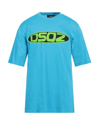 Dsquared2 Man T-shirt Azure Size L Cotton In Blue