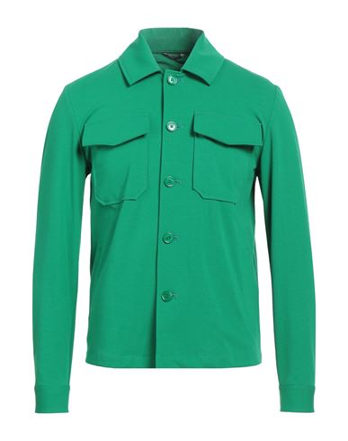 Grey Daniele Alessandrini Man Shirt Green Size 44 Cotton, Polyamide, Elastane