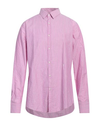 Tru Trussardi Man Shirt Pink Size 16 Cotton, Linen