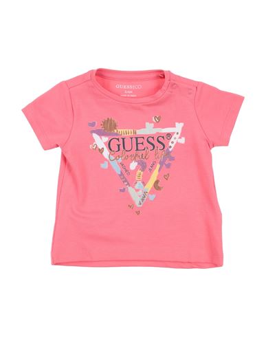 Shop Guess Newborn Girl T-shirt Salmon Pink Size 3 Cotton, Elastane