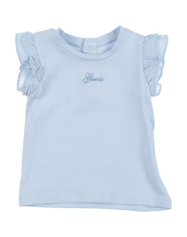 Shop Guess Newborn Girl T-shirt Sky Blue Size 3 Cotton, Elastane, Polyester