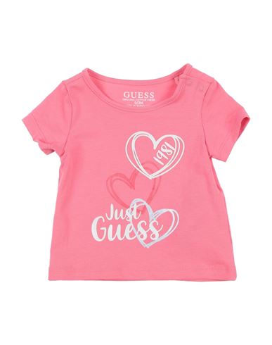 Guess Newborn Girl T-shirt Magenta Size 3 Cotton, Elastane In Magenta