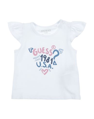 Guess Newborn Girl T-shirt White Size 3 Cotton, Elastane In White