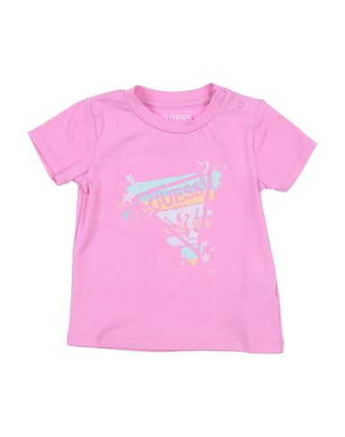 Shop Guess Newborn Girl T-shirt Pink Size 3 Organic Cotton, Elastane