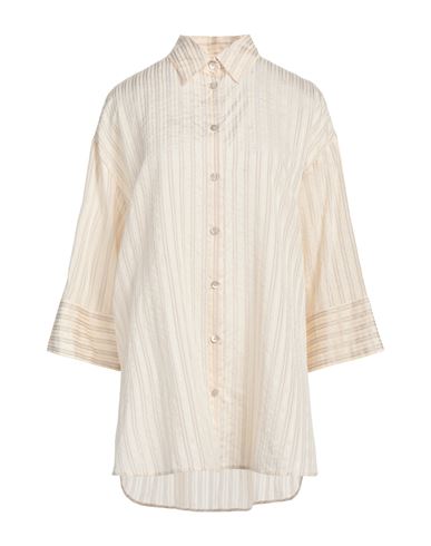 Peserico Woman Shirt Beige Size 6 Cotton, Viscose, Silk, Linen
