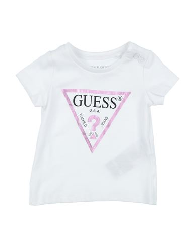 Guess Newborn Girl T-shirt White Size 3 Organic Cotton In White
