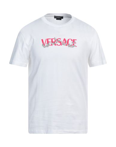 Versace Man T-shirt White Size M Cotton, Viscose