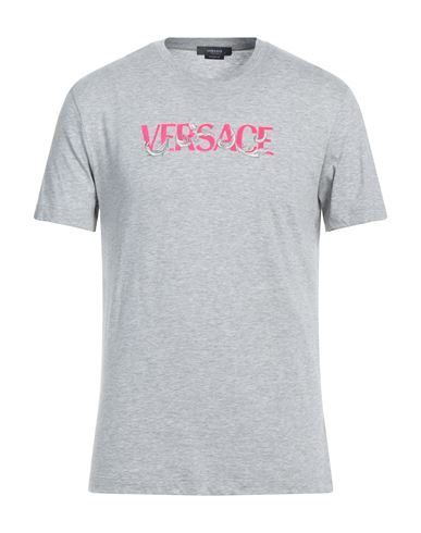 Versace Man T-shirt Grey Size L Cotton, Viscose
