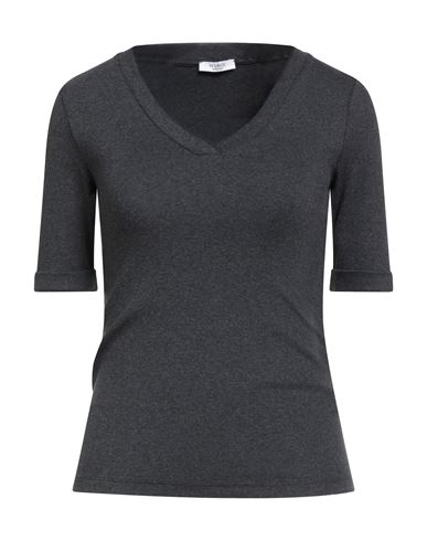 Peserico Woman T-shirt Charcoal Size 12 Cotton, Elastane In Gray