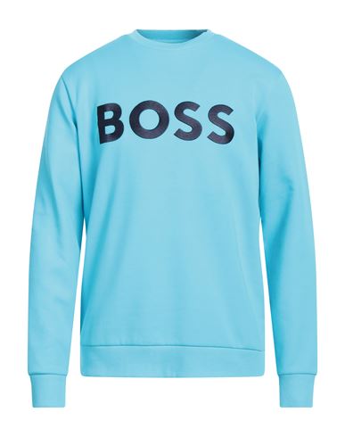 Hugo Boss Boss Man Sweatshirt Azure Size M Cotton, Polyester, Elastane In Blue