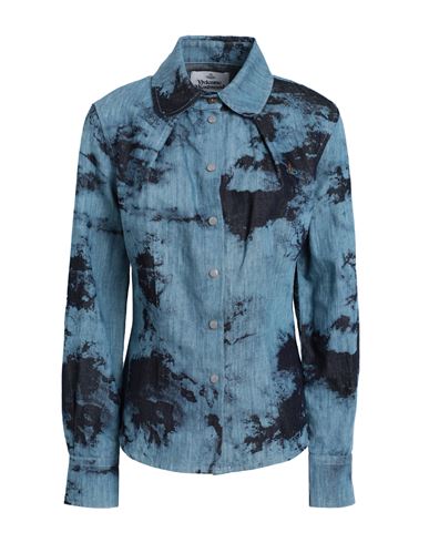 Vivienne Westwood Woman Denim Shirt Blue Size 6 Cotton, Linen