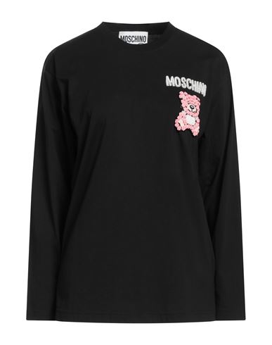 Shop Moschino Woman T-shirt Black Size S Cotton, Polyester, Acrylic, Glass
