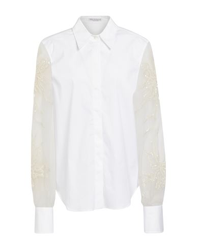 Brunello Cucinelli Woman Shirt White Size L Cotton, Polyamide, Elastane, Polyester, Silk
