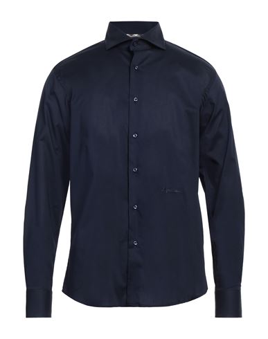 Aquascutum Man Shirt Navy Blue Size 16 ½ Cotton, Elastane
