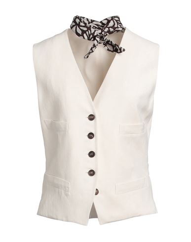 Brunello Cucinelli Woman Tailored Vest Ivory Size 6 Viscose, Linen, Ecobrass In White