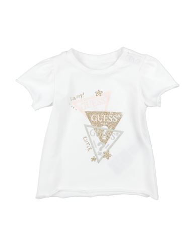 Guess Newborn Girl T-shirt White Size 3 Cotton, Elastane In White