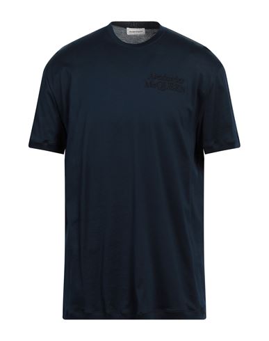 Alexander Mcqueen Man T-shirt Midnight Blue Size M Cotton, Viscose, Polyester