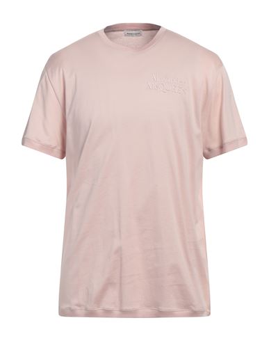 Alexander Mcqueen Man T-shirt Blush Size M Cotton, Viscose, Polyester In Pink