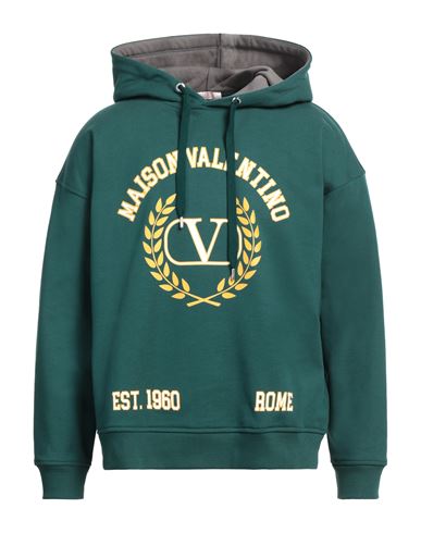 Shop Valentino Garavani Man Sweatshirt Dark Green Size L Cotton, Elastane