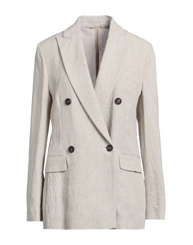 Shop Brunello Cucinelli Woman Blazer Grey Size 10 Linen, Ecobrass
