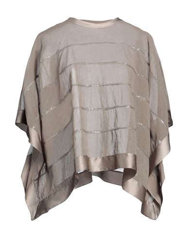 Brunello Cucinelli Woman Top Khaki Size L Cotton, Silk, Elastane In Beige