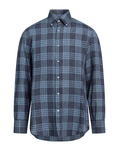 Shop Brunello Cucinelli Man Shirt Navy Blue Size M Linen