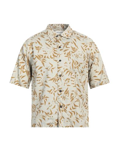 Shop Saint Laurent Man Shirt Sage Green Size Xl Lyocell, Cotton