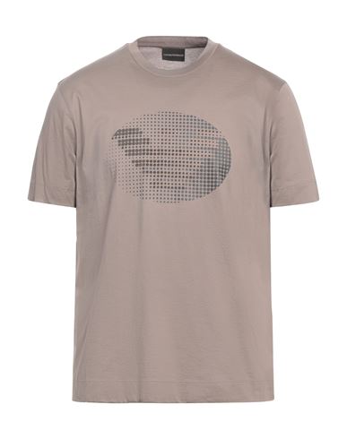 Emporio Armani Man T-shirt Taupe Size L Cotton In Grey