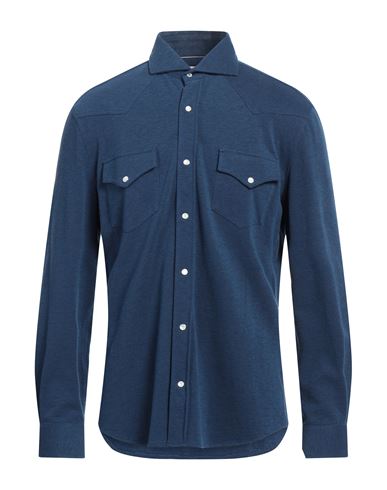 Brunello Cucinelli Man Shirt Navy Blue Size L Cotton