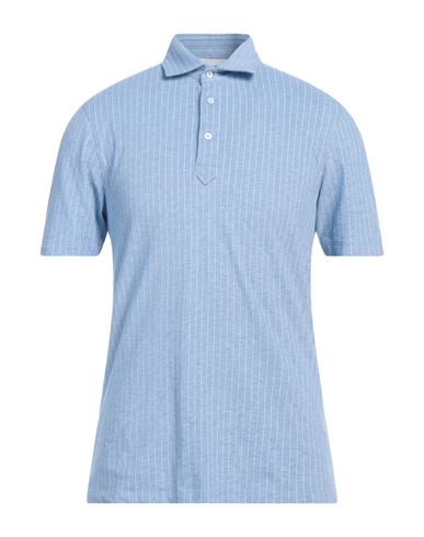 Brunello Cucinelli Man Polo Shirt Sky Blue Size M Cotton