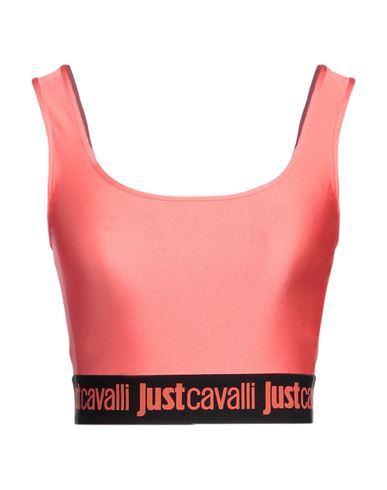 Shop Just Cavalli Woman Top Coral Size 14 Polyamide, Elastane In Red