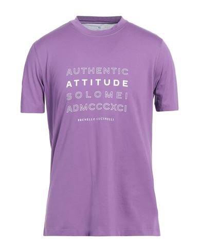 Brunello Cucinelli Man T-shirt Light Purple Size 48 Cotton