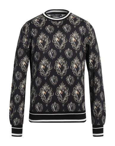 Dolce & Gabbana Man Sweatshirt Black Size 46 Cotton, Silk, Elastane