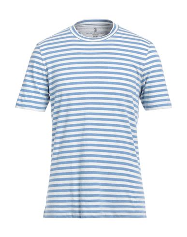 Brunello Cucinelli Man T-shirt Pastel Blue Size M Cotton